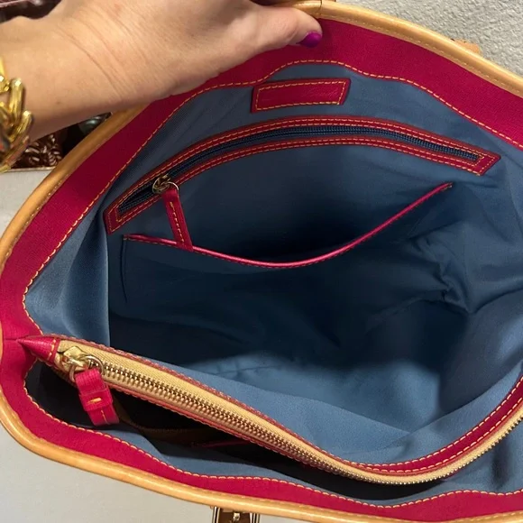 Dooney & Bourke Black Patent Tote with Tan Trim and Pink Interior w/ Reg. paper - Picture 3 of 13